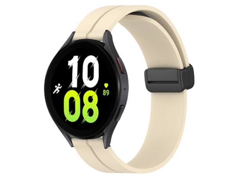 Correa de reloj inteligente para Samsung Galaxy Watch 5 40 mm 20 mm Correa de reloj de silicona con cierre magnético de color sólido (Beige)