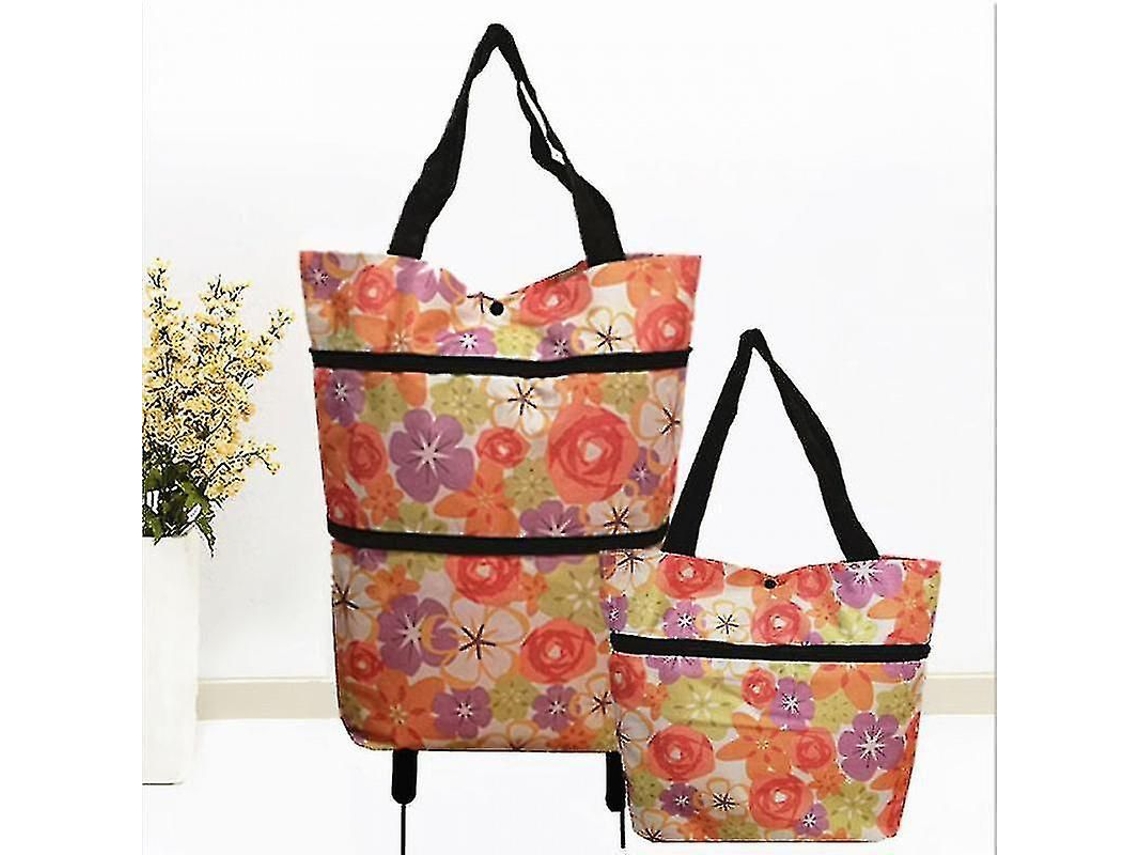 Carrito de compras plegable de dos etapas GOKOCO 2 en 1 con cremallera y bolsa de compras plegable con ruedas desmontables.