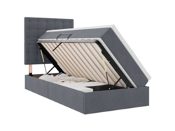 Syfax™ Cama De Almacenamiento Led Con Colchón Gris Oscuro 90 X 190 Cm