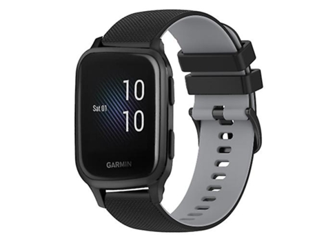 Correa De Reloj Inteligente Para Garmin Venu Sq, Banda De Reloj De Silicona A Cuadros Bicolor De 20Mm, Negro-Gris VENISYMLIS