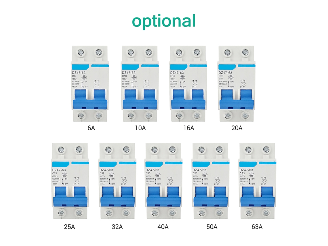 Disyuntor Miniatura De Corriente Residual De 2 Polos Y 400 V, Protector Contra Fugas Eléctricas Para Instalación En Riel Din Doméstico Dz47-63