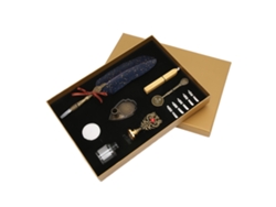 Set Pluma De Pluma Estilo Europeo Retro Británico Con Dorado Para Regalos Profesores Mayores Amantes Azul Marino