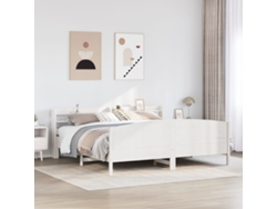Estructura De Cama Sin Colchón Madera Maciza Blanca 200x200 Cm