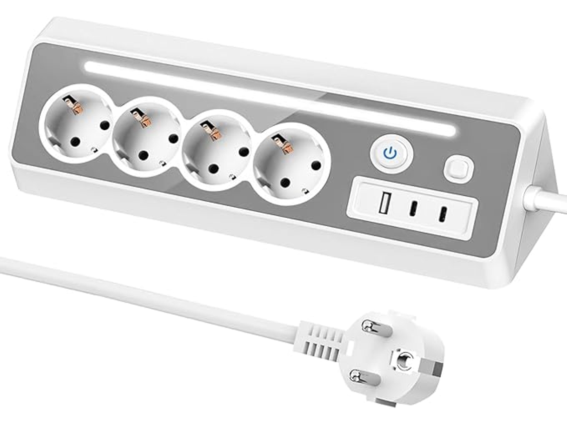 Cable De Extensión De 3680 W, 4 Tomas De Corriente® Con Bloqueo Infantil, 1,4 M, Interruptor De Sobrecarga, Con Indicador Led Czhhmart
