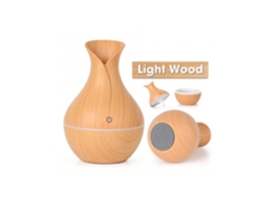 Humidificador USB de escritorio de 200 ml con difusor de aceites esenciales y luces de colores. Mdug (color madera clara)