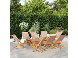 Sillas de jardín plegables DKD Home Decor de 8 piezas, tela/madera, gris parduzco
