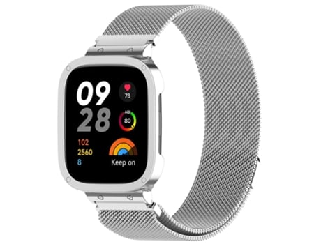 Correa de reloj inteligente para Xiaomi Redmi Watch 3 / Mi Watch Lite 3 2 en 1 Milan Metal Watch Band con marco de reloj (Plata)