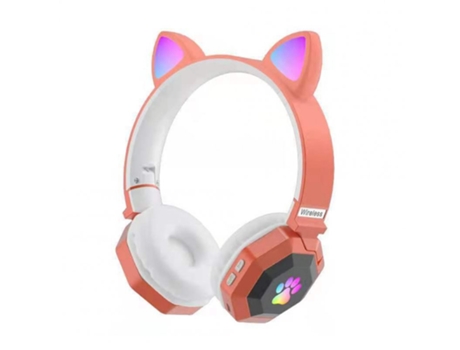 Auriculares Bluetooth Oreja de gato inalámbrica 5.0 Rgb Auriculares luminosos Música Deportes Auriculares para juegos Regalo para niños Naranja