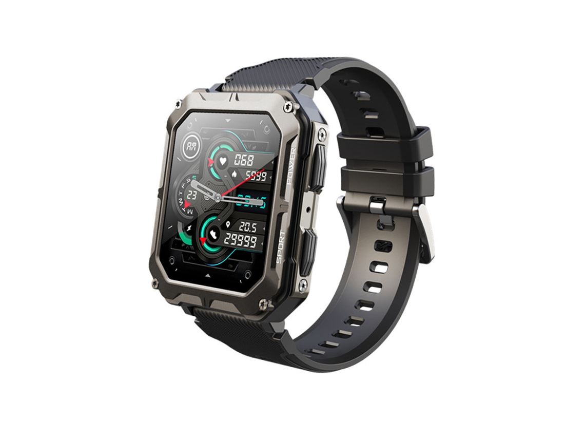 Smartwatch YIZHOOD TE636 Ip68 Impermeable 1.83 '' Rastreador de ejercicios táctico para Android Negro