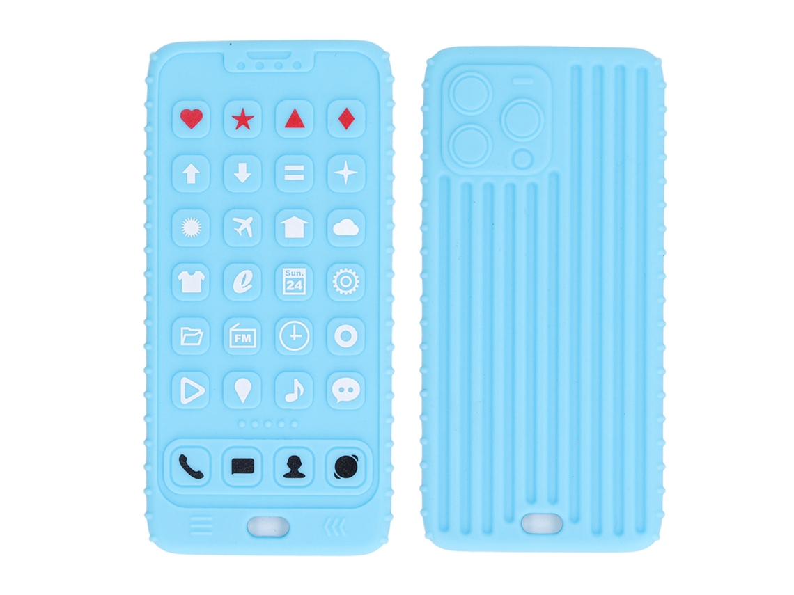 Chupete De Silicona Suave Con Forma De Teléfono, Juguete Sensorial Para Bebés - Azul Cielo