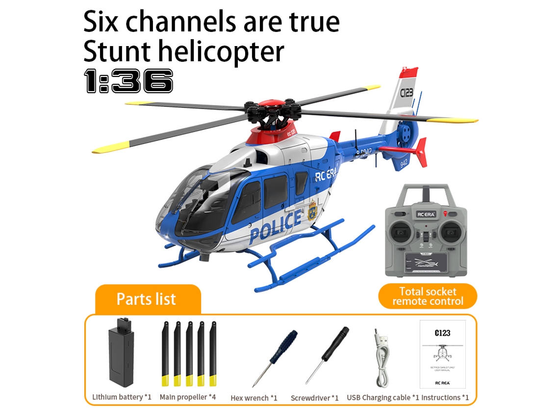 Helicóptero Rc Ec135 6ch Doble Brushless Palas Únicas Flujo Óptico, Azul Aeuzwr