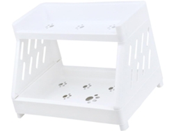 Organizador Cosméticos Práctico Estante Almacenamiento 2 Niveles Plástico Blanco Diseño Clásico Oficina Liso
