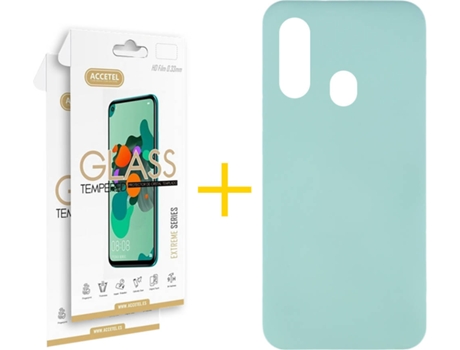 Carcasa + 2 Protectores de Pantalla Samsung A20e ACCETEL Verde Agua