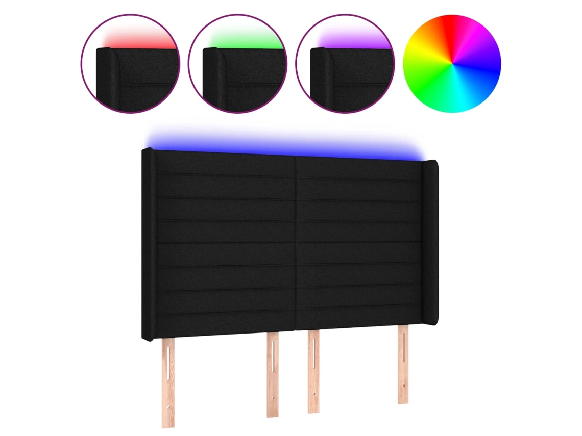 Maison Exclusive - Cabecero Con Led De Tela Negro 147x16x118/128 Cm