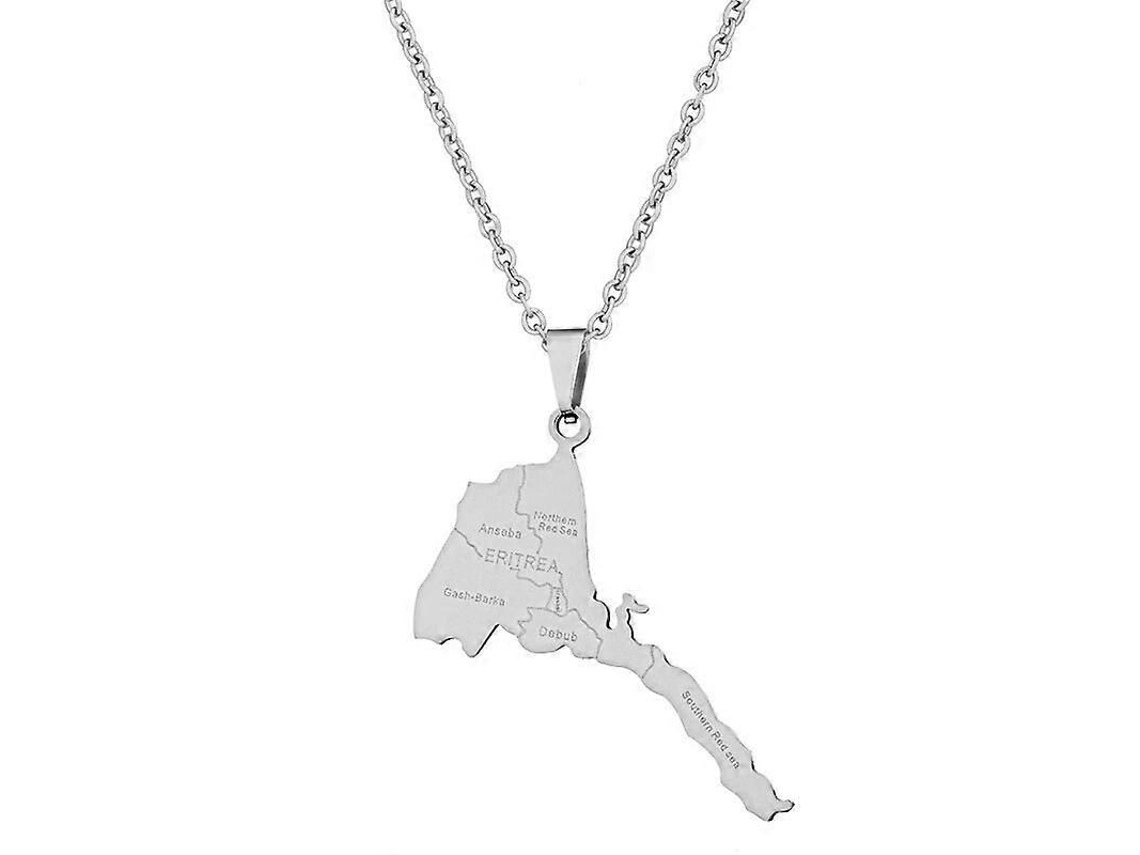 Collar Con Colgante Del Mapa De Eritrea Con Nombre De La Ciudad, Acero Inoxidable, Joyería Para Mujer, Regalo Patriótico Africano De Cumpleaños