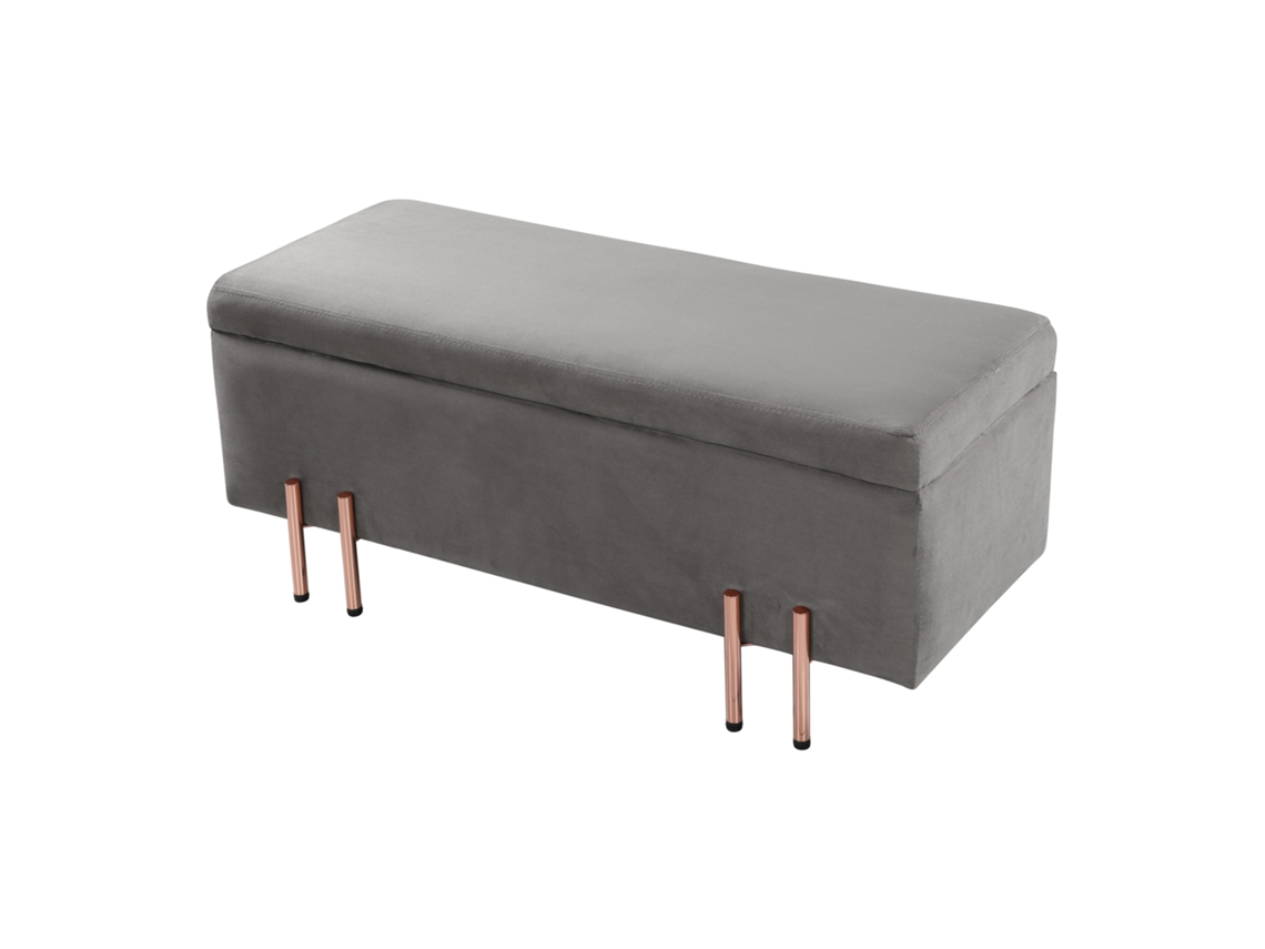 Banco Con Almacenaje Dals 118x40x42 Cm Terciopelo - Gris [EN.CASA]