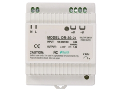 Fonte de alimentação ajustável para trilho DIN Veloriskku DR-30-24 para painéis de controle elétrico com comutação de LED.