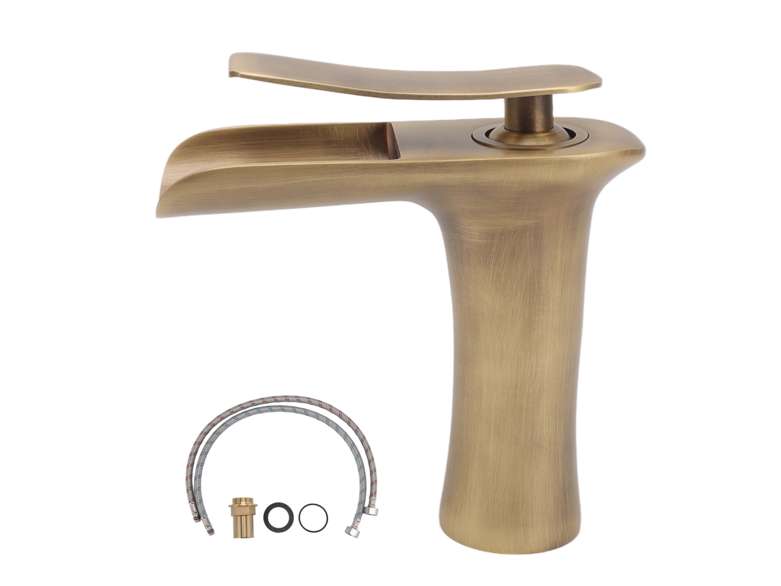 Grifo para lavabo de baño con descarga y mezcla de agua caliente y fría