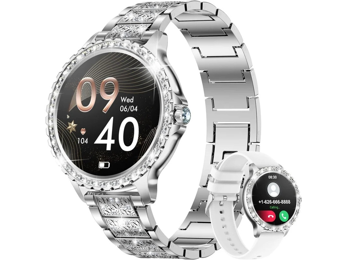 Reloj inteligente para mujer, con llamadas Bluetooth, monitor de actividad física de 1,32 pulgadas y monitor de presión arterial, oxígeno y frecuencia cardíaca, Yizhood