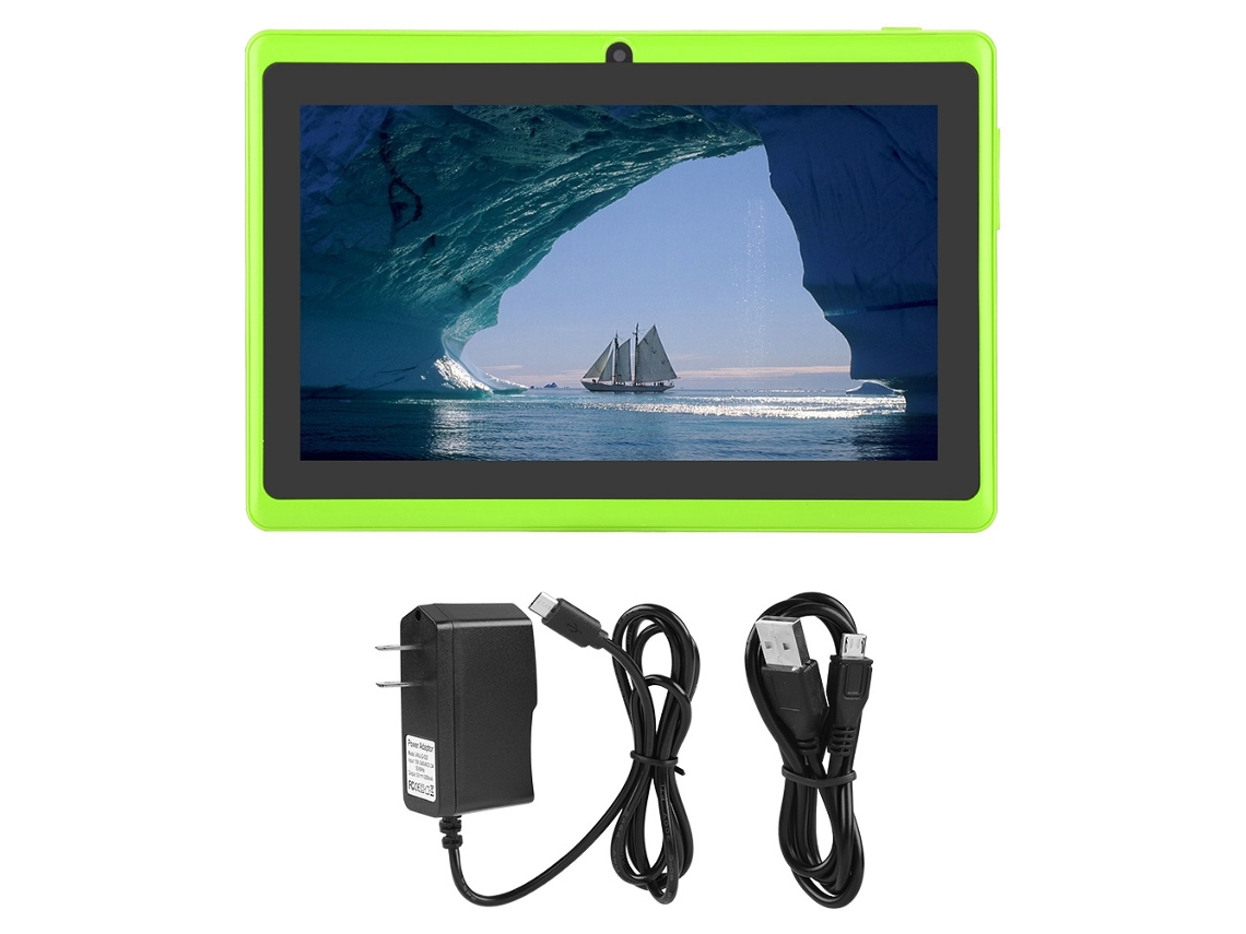 Tableta compacta HD de 7 pulgadas, 8 GB de ROM, Wi-Fi, Bluetooth, cámaras duales, luz verde, dorada
