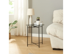 Mesa auxiliar Ödeshög acero cristal 45xØ42cm - Negro [EN.CASA]