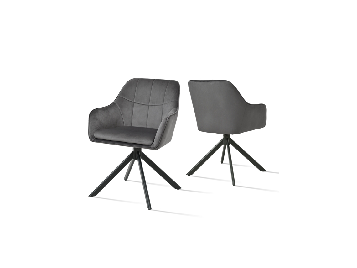 Sillas De Comedor Goeurvant 1437(pack De 2, Gris Oscuro, Terciopelo)