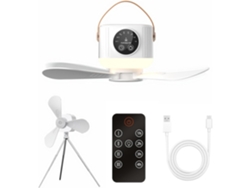 Ventilador De Camping Usb - Con Luz Led - Recargable - Con Mando A Distancia - Aspas Desmontables - Con Temporizador - Trípode