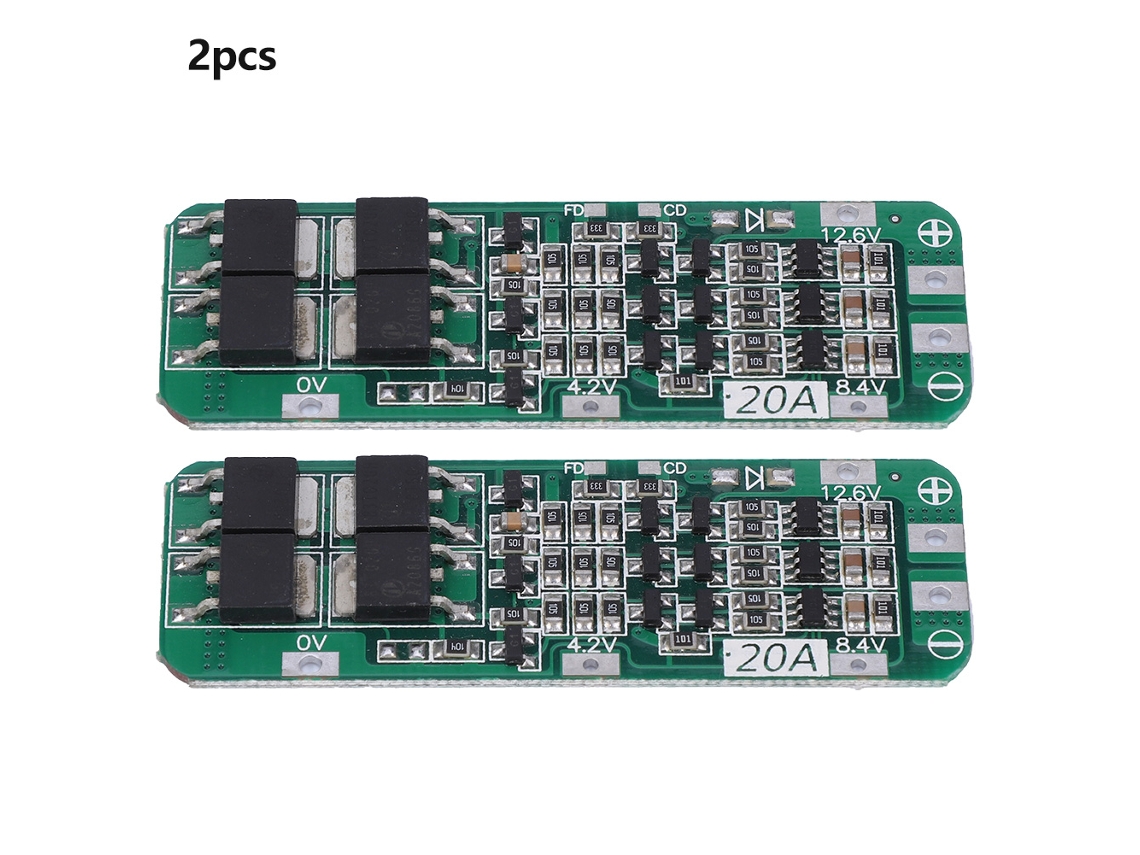 2 Piezas Placa De Protección Batería Lipo Li-ion 18650 20a 3s 11.1v 12v 12.6v Bms Pcb