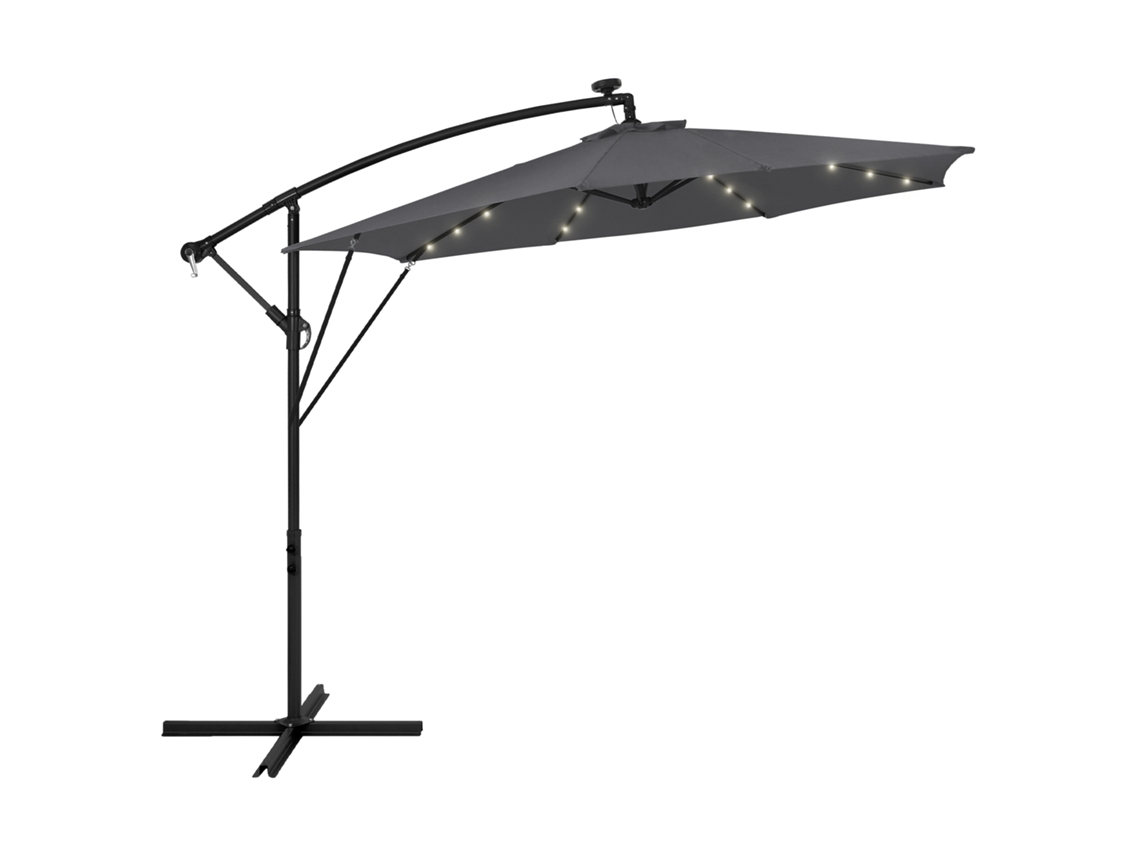 Sombrilla De Jardín Ml-design Con Led Solar Giratorio Ø300cm De Alumino Antracita