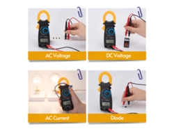 Multímetro Digital De Cuello Amarillo. Mide Resistencia, Corriente, Voltaje Ca/cc, Diodo, Línea, Tierra Y Corriente.