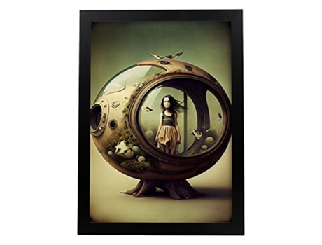NACNIC Poster Proteccion En Estilo Surrealismo Cinematográfico Ilustraciones Y Grabados De Historieta Abstracta Y Artística A3 Marcos Negros