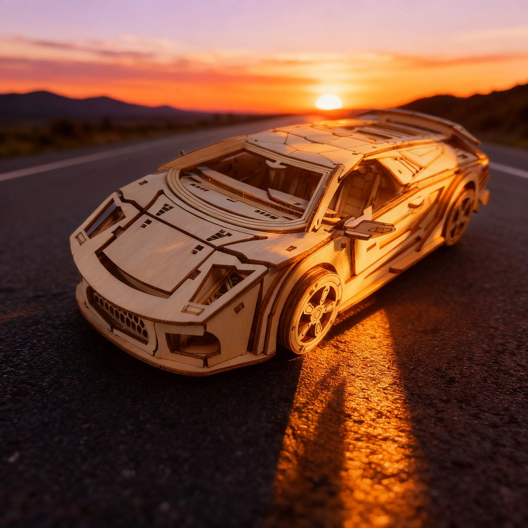 Rompecabezas De Madera 3d Con Forma De Coche, Kit De Montaje Diy, Divertido Set