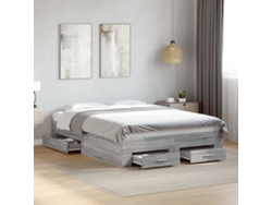 Cama Con Cajones Madera Ingeniería Gris Sonoma 120x190 Cm