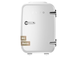 Evvo F4 Mini Nevera Retro Blanca 4l, Portátil 12v/220v, Frío Y Calor, Silenciosa, Para Cremas, Maquillaje, Coche, Oficina.