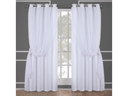 Par De Cortinas Con Panel Transparente Y Opaco, Cuello Con Ojales, 52x84", Blancas, 2 Piezas