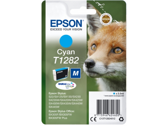 Cartucho de tinta original EPSON T1282, Zorro 3,5 ml , Cian, M, C13T12824012