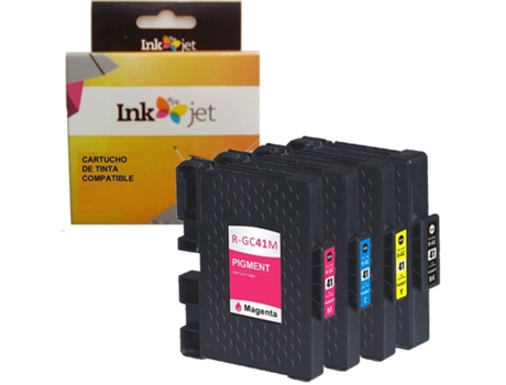 Pack 4 Cartuchos de Tinta Compatibles Ricoh Tinta Pigmentada GC41 405765/405761 405766/405762 405767/405763 405768/405764