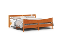 Estructura Cama Con Cabecero Madera Pino Marrón Cera 180x200 Cm