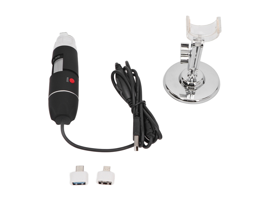 Microscopio Digital Usb 3 En 1 De 1600 Aumentos Con 8 Led Ajustables Y Cámara Endoscópica Para Inspección.