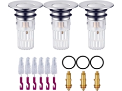 Juego de 3 tapones para lavabo con sistema emergente, accesorios de baño, filtro para ducha Gokoco