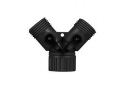 Conector Acople En y para Manguera 3/4 de 2 Vías con Válvulas de Cierre Color Negro
