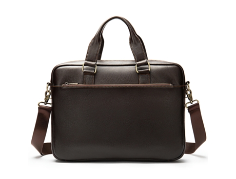 Maletines de negocios Bolsa Bolsas de trabajo para hombres Bolsa de mensajero para computadora portátil Bolso de hombro de cuero genuino-Café