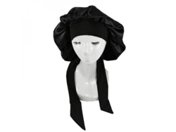 Gorro De Dormir De Seda Satinada Con Correa Ajustable, Gorro De Noche Negro Vvd De Alta Calidad.