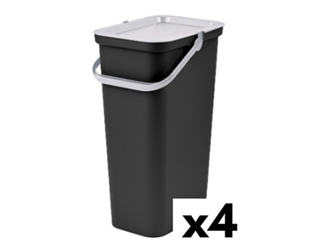 Cubo de Basura para Reciclaje TONTARELLI Moda 38 L Blanco Negro (4 Unidades)
