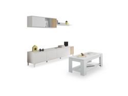 Pack salón con mesa de centro Nitza Plus V1 Blanco Artik (Blanco Mate) - Natur 200 x 47 x 40 cm