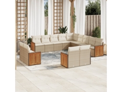 Conjunto de 13 sofás de jardín con cojines de mimbre beige de DKD Home Decor