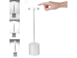 Lámpara De Mesa Led Inalámbrica Recargable Con Control Táctil Y Regulable, Con Batería De 1800 Mah, Color Plata.