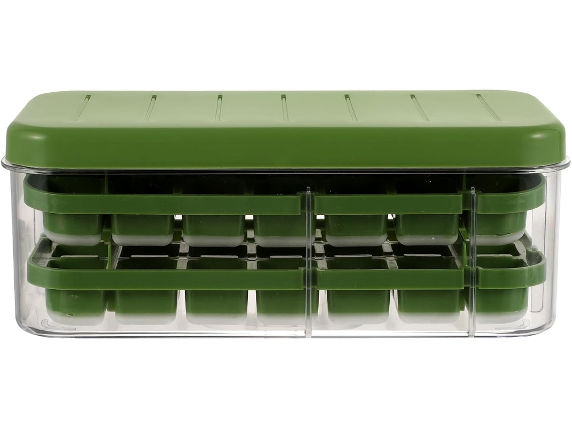 Tapa, Recipiente, Molde Para Cubitos De Hielo Con Tapa Y Contenedor De Almacenamiento.