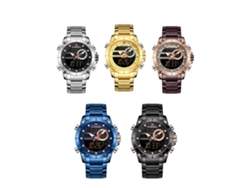Reloj Cronógrafo Analógico Digital De Cuarzo Para Hombre Con Retroiluminación Y Brazalete De Acero Inoxidable.