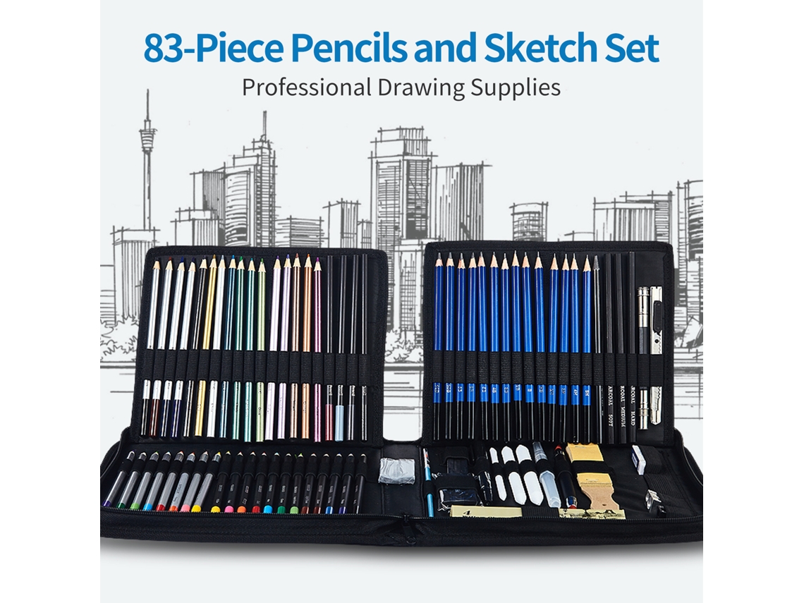 Juego De 83 Lápices De Dibujo Profesionales Y Material Artístico Para Niños Y Adultos Con Estuche Portátil.